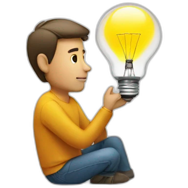 man thinking with bulb emoji