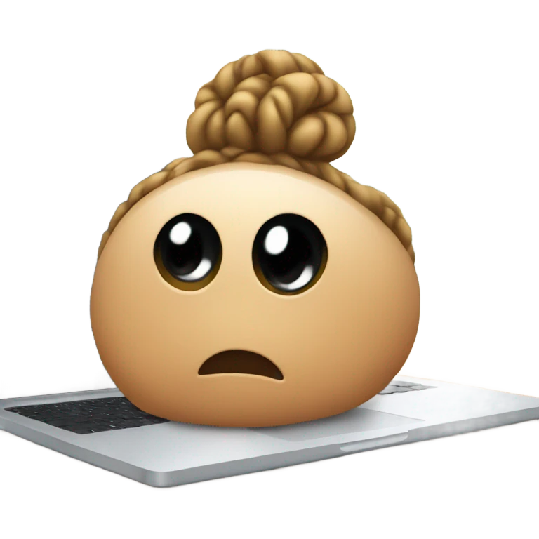 hair bun behind a laptop emoji