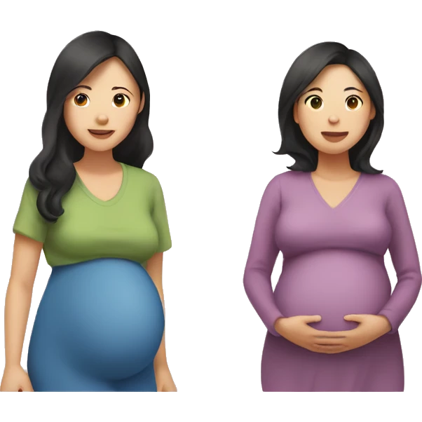 Pregnant asian woman stands with another non-pregnant woman emoji