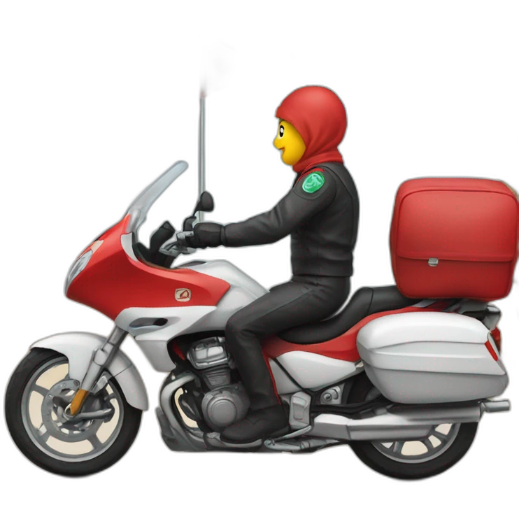 quelqu'un sur une moto avec le drapeau du Maroc derrière emoji