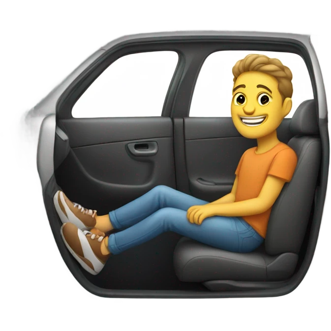 casual smile in a car interior emoji