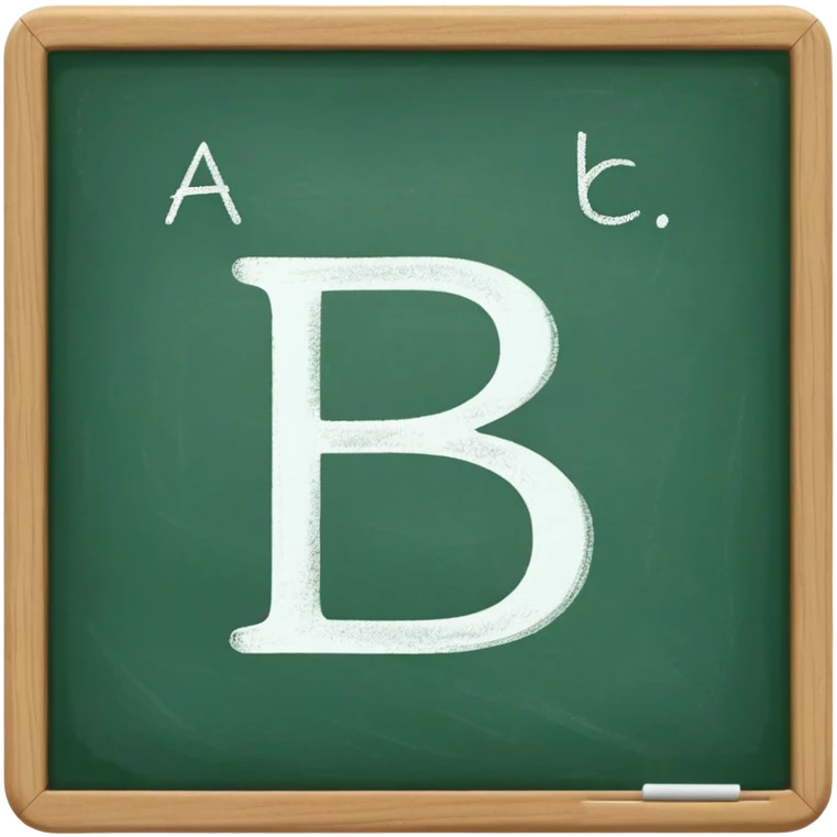 A flat-style illustration of a green chalkboard with “A B C” written on it in white chalk, representing early secondary school learning. Clean, minimal, cartoon style, white background, iOS emoji aesthetic. emoji