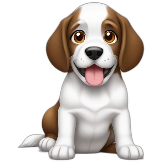 Cachorro branco com cinza e marromdo focinho fino emoji
