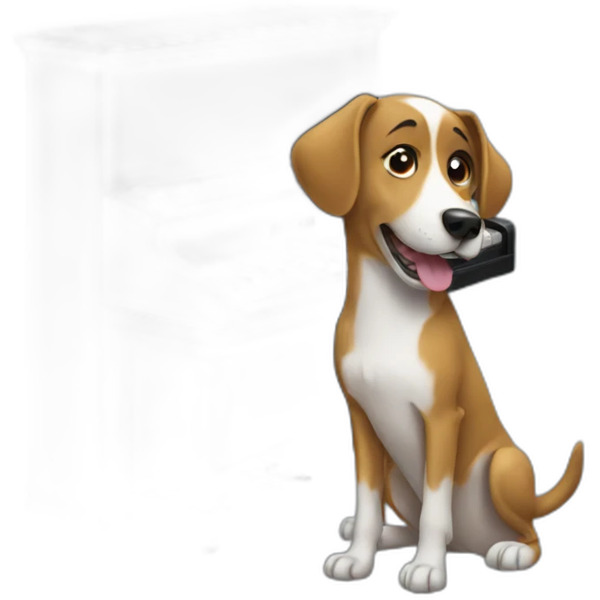 Dog plays piano emoji