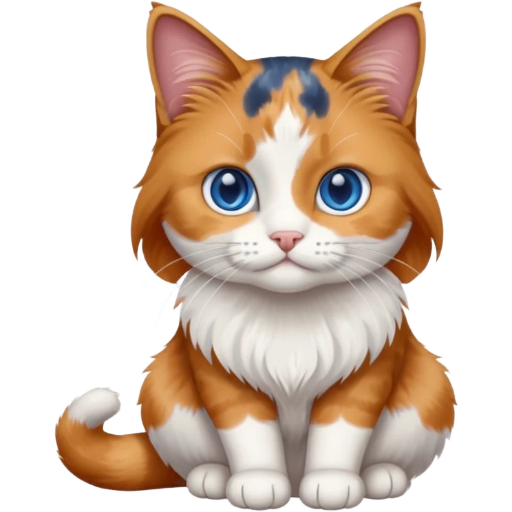 longhair calico cat with blue eyes sitting emoji