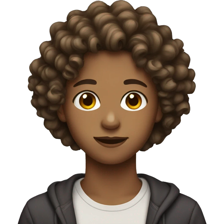 Teenager with brown hair and curls emoji