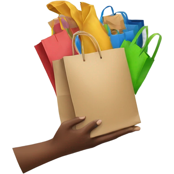 arm with many shopping bags emoji