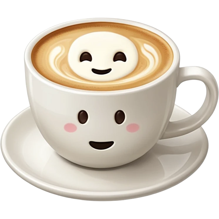 a flat white coffee without a face in a clean white coffee mug witout anyhing on it. there is latte art in the coffee emoji