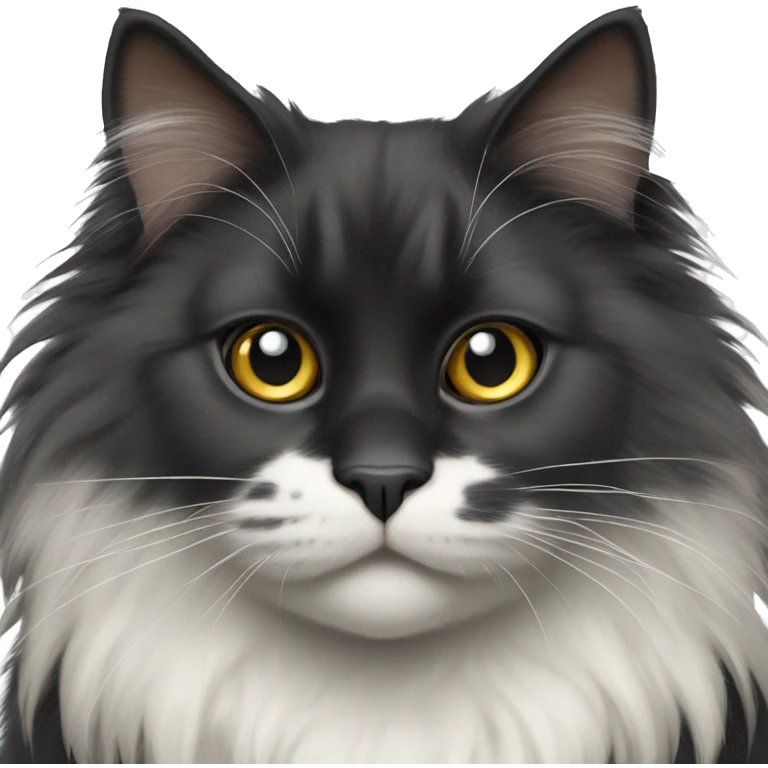 norwegian forest black cat white spot on chest emoji