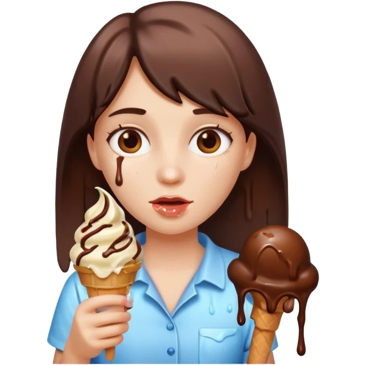 girl holding chocolate ice cream emoji
