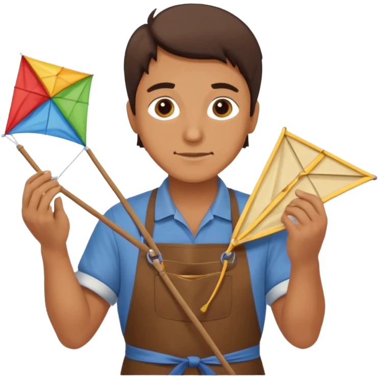 Kite Maker, making a kite pose. emoji
