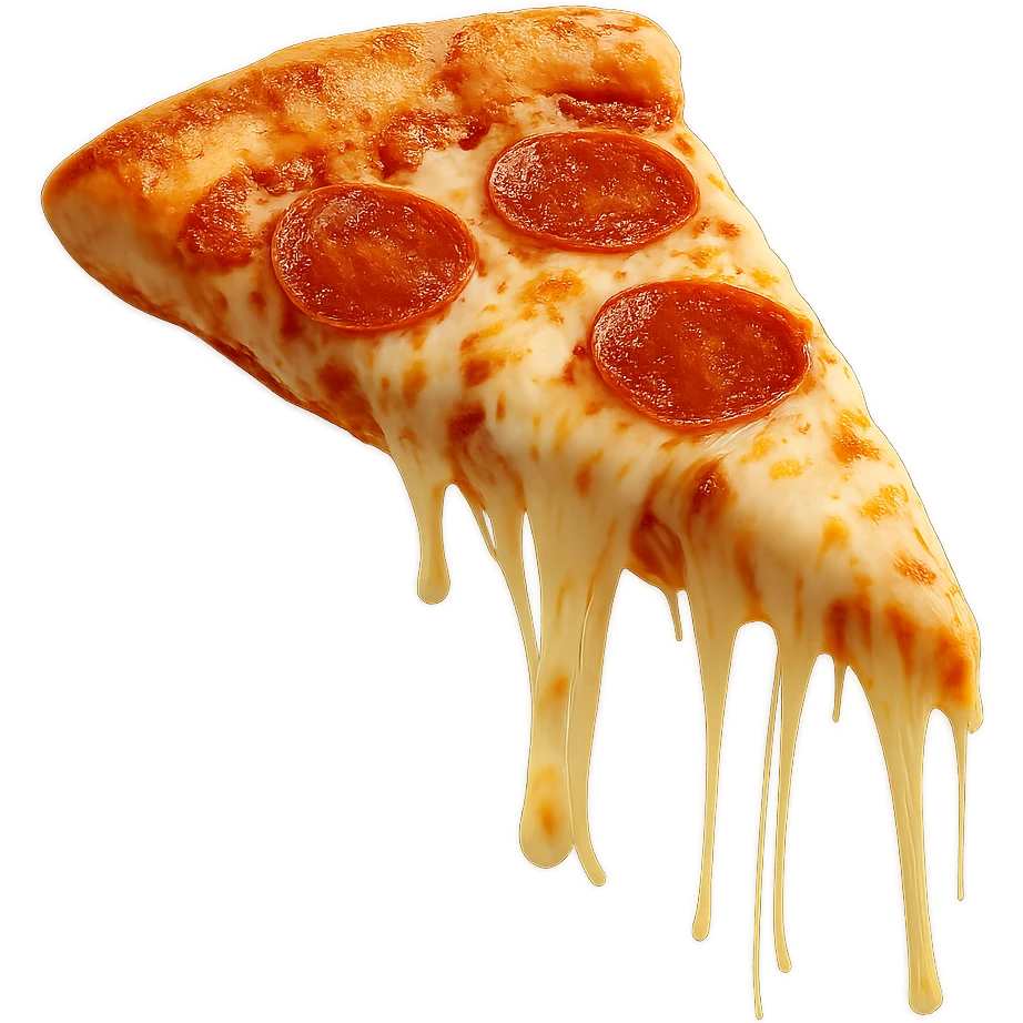 a slice of pizza with melting cheese emoji
