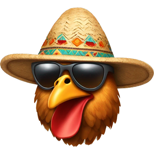 Chicken tigh with sunglasses and indian hat emoji