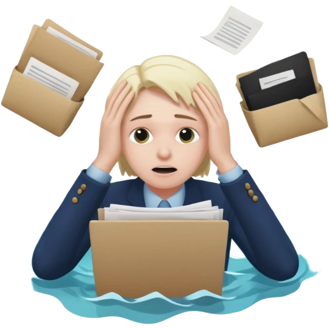 drowning in an ocean of work emoji