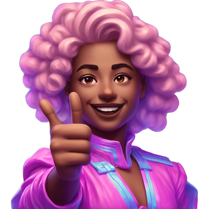 Synthwave thumbs up in SNES style, oil paint, epic eyes, intricate lips, exquisite pose, beautiful, desirable, logical, Midsommar  emoji