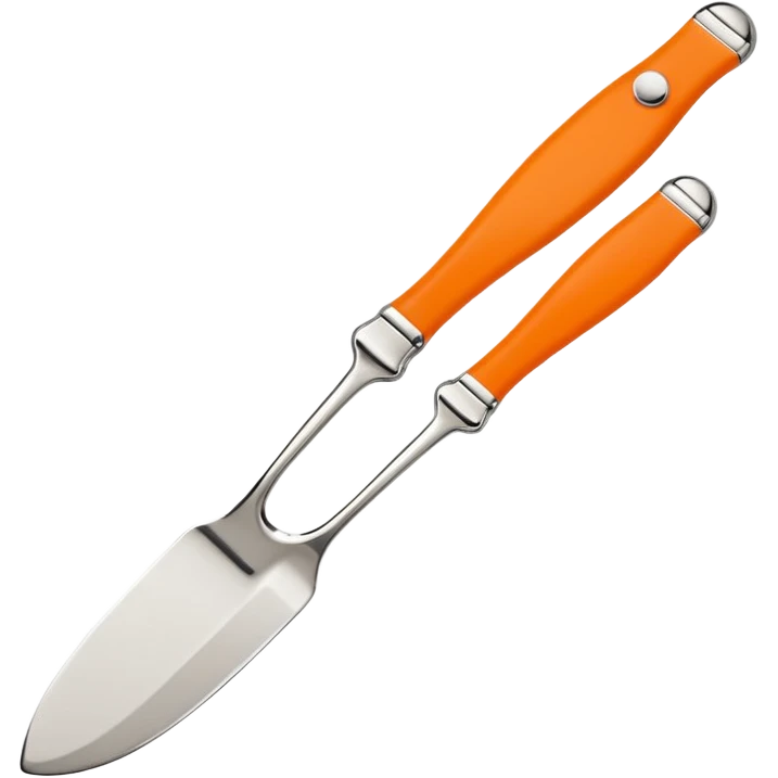Hermès-style butter knife, elegant, silver with Hermès orange accent, minimal, cute emoji style emoji