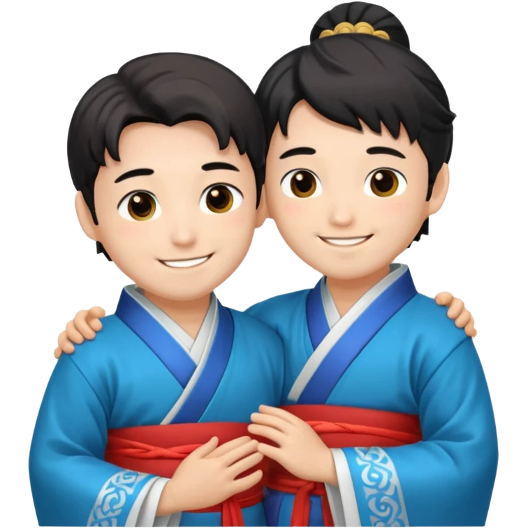 two guys hugging in hanfu emoji