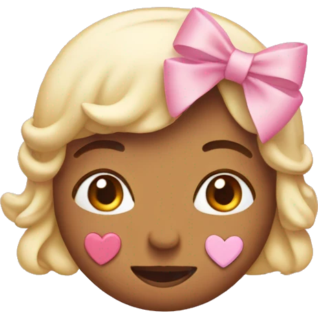 Love emoji with  light pink hearts above head and bow on the side emoji