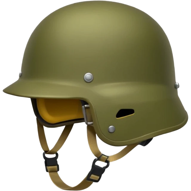 modern NATO helmet, emoji style, olive color, distinctive shape, strap emoji