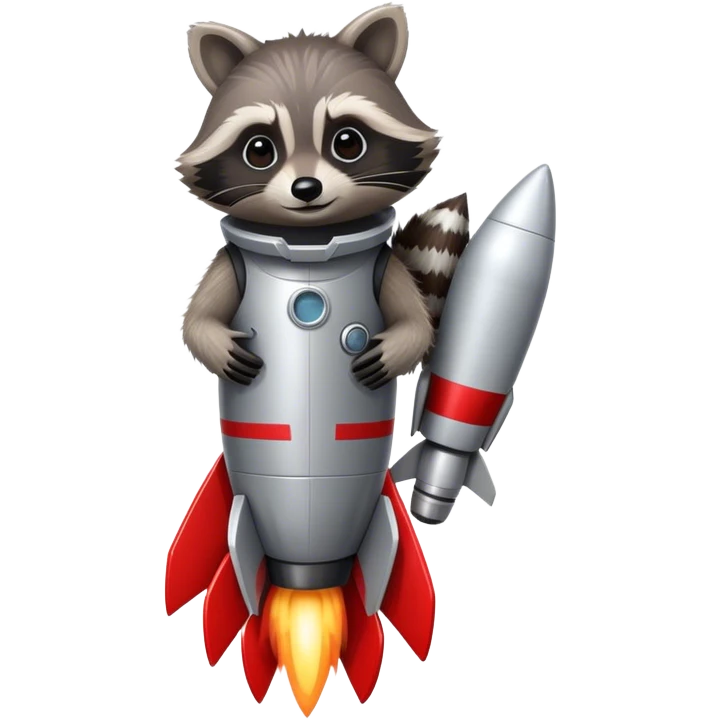 Raccoon on a rocket emoji