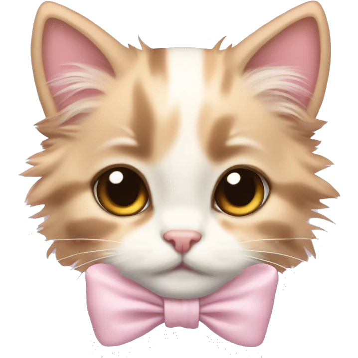 calico fluffy kitten pale pink bow emoji