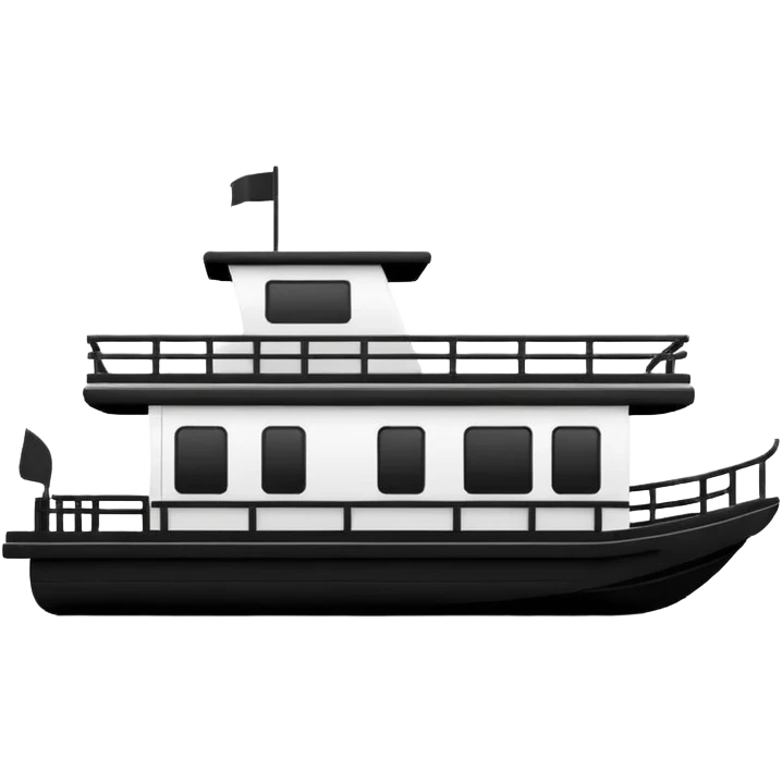 Simple black and white houseboat very basic emoji