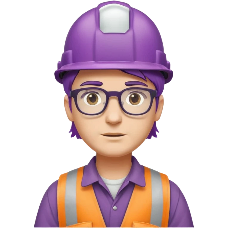 purple haired construction worker with spectacles emoji