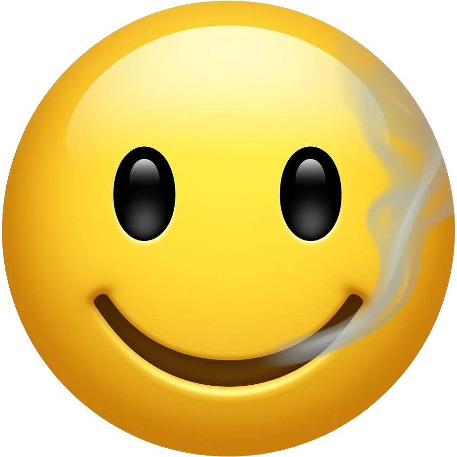 Emoji amarelo com fumaça na cara emoji