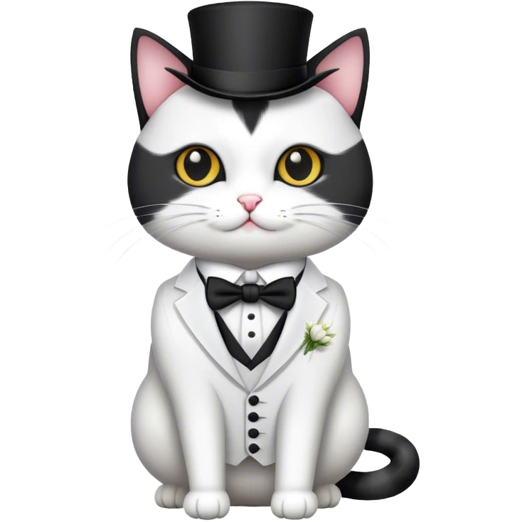 Black and white cat dressed as a groom for a wedding emoji