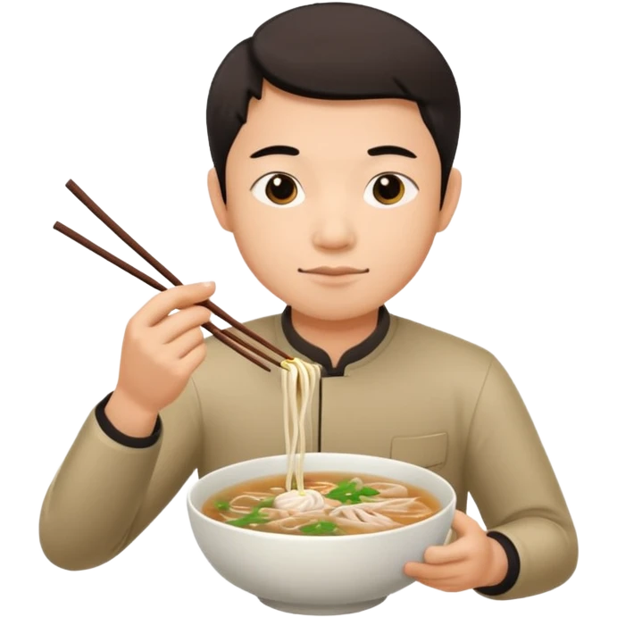can you generate me a avatar of a male eating a bowl of pho? emoji