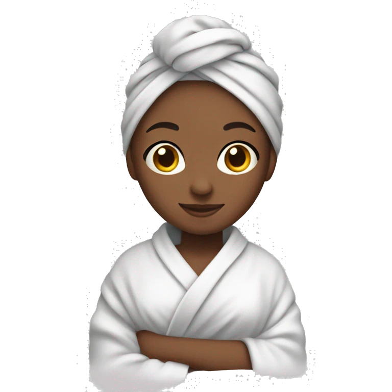 Girl in robe with hair wrapped in towel emoji