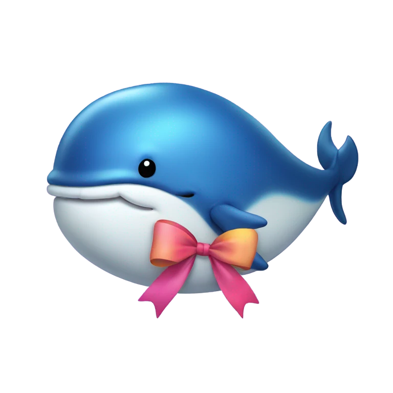 fat whale wearing a bow emoji