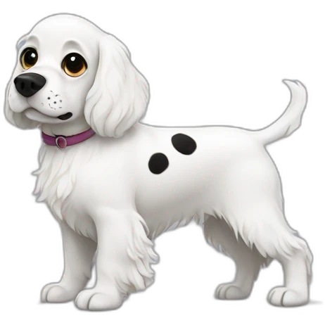 White spaniel dog with black dots emoji