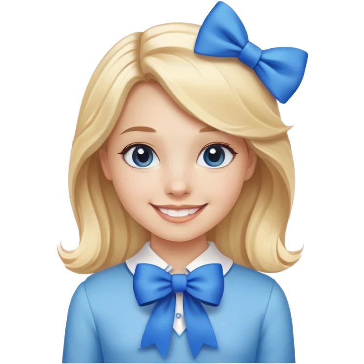Girl with blue bow in hair, blonde emoji