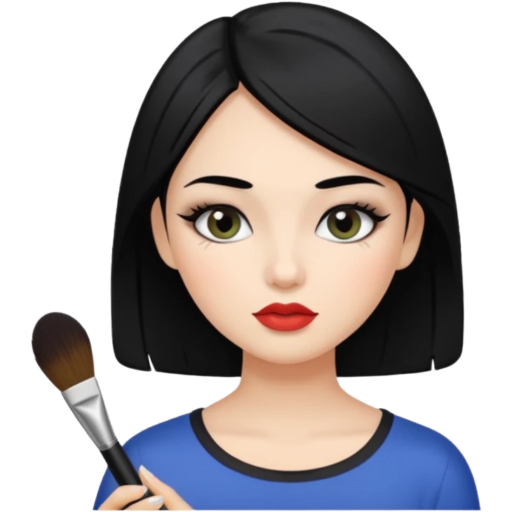 Girl with black hair being a makeup artist emoji