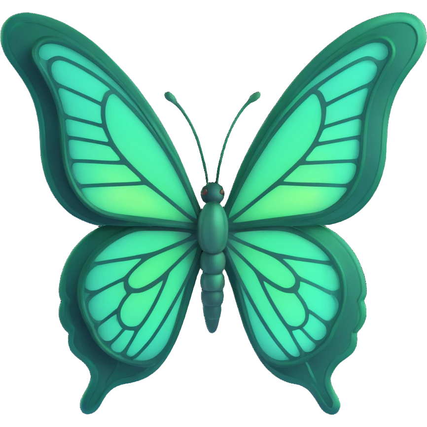 Add a glowing outline around the butterfly's wings, keeping the luminous #c0ff53 green, glowing highlights, magical particles, dreamy aura, fine elegant vein patterns, layered textures, ornamental details, and transparent background in a 3D cartoon, digital fantasy art style. emoji