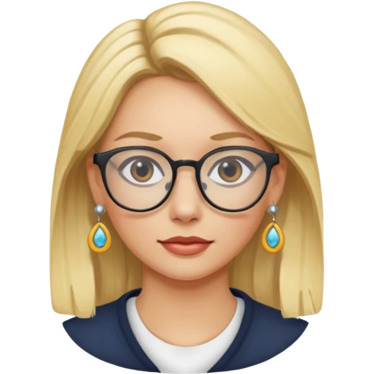 blonde earring wearing glasses woman head emoji