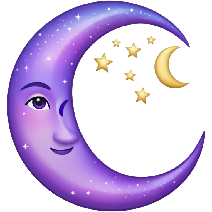 glitter purple and cian crescent moon emoji