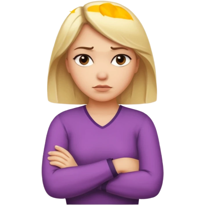 Blonde woman with arms crossed in disapproval emoji