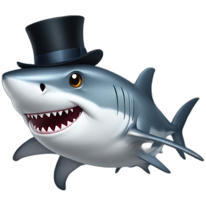 Shark with a top hat gf emoji