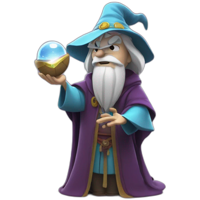 mage with thinking face holding crystal ball pixar disney 3d emoji