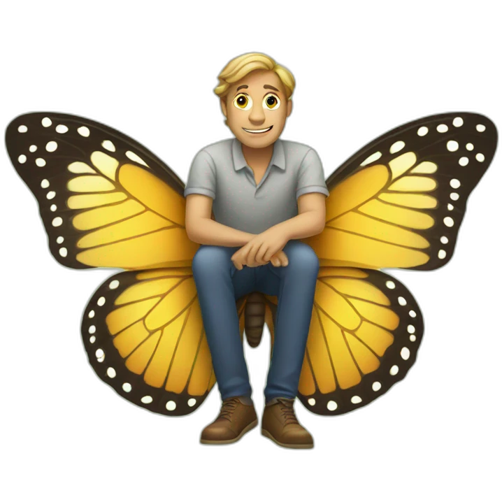 man sitting on a butterfly emoji