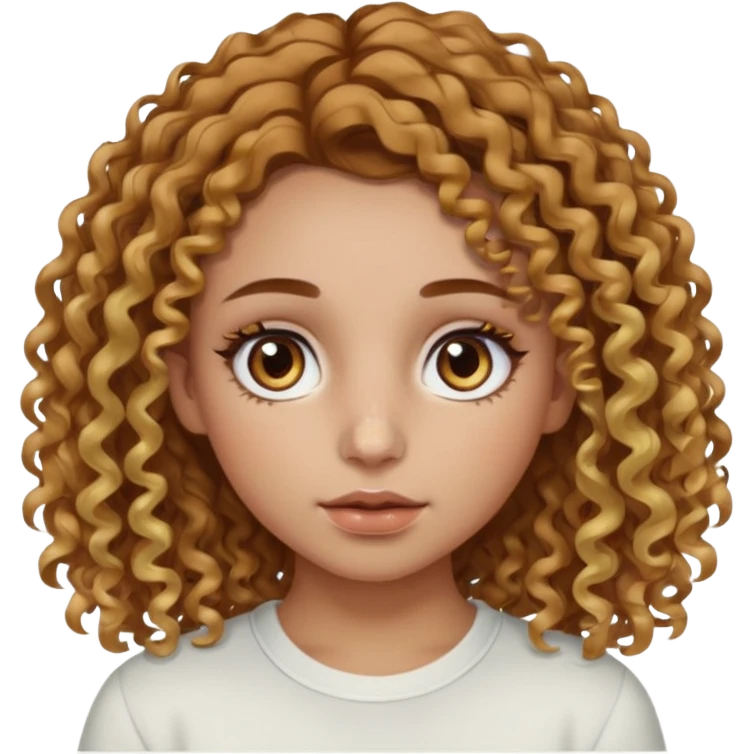 A girl with brown curly hair and blonde edges side parted with hazel central heterochromia eyes and a nose ring emoji