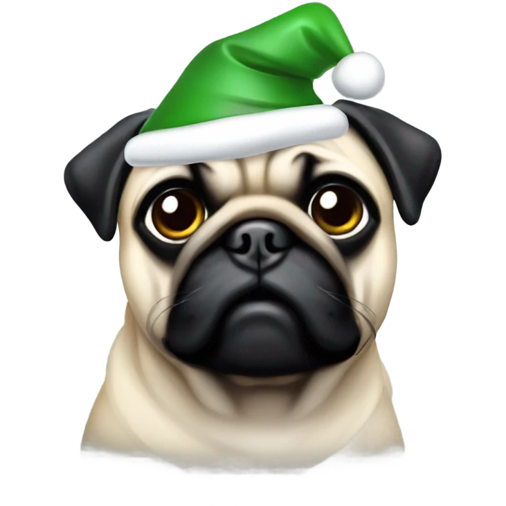 Pug Christmas hat emoji