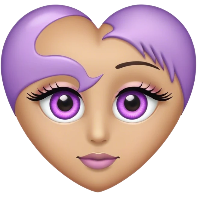 Eye with eyelashes inside light purple heart emoji