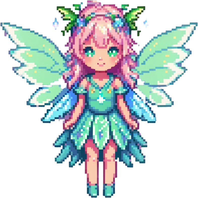 fairy with glowing wings, pastel palette emoji