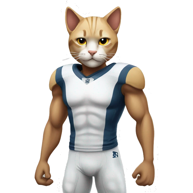 White Footballer  cat Muscular emoji