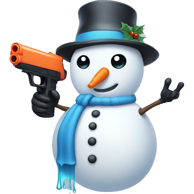 Snowman holding a water gun  emoji