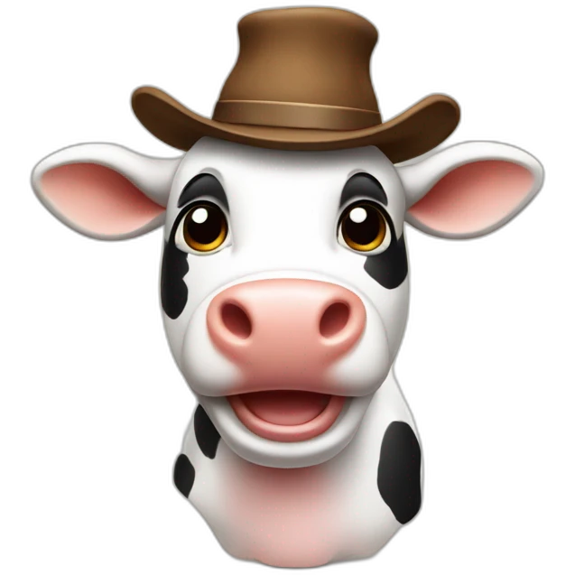 Dancing cow with a hat emoji