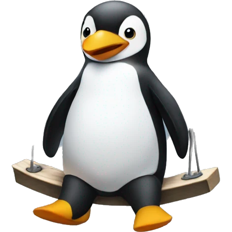 Penguin sitting on a playground swing emoji